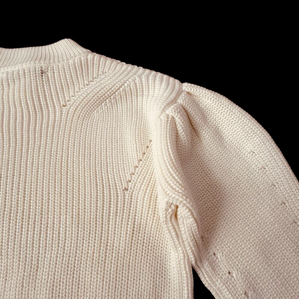 Anthropologie English Factory Women’s Ivory Ribbed Preppy Puff Sleeve Sweater XS - Picture 13 of 16